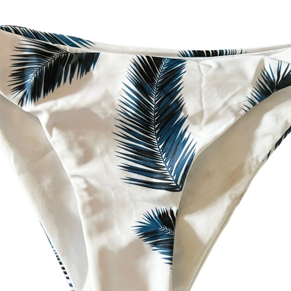 White Navy Monokini Tropical Beachwear Printed Swim Bottom Small - Picture 6 of 6